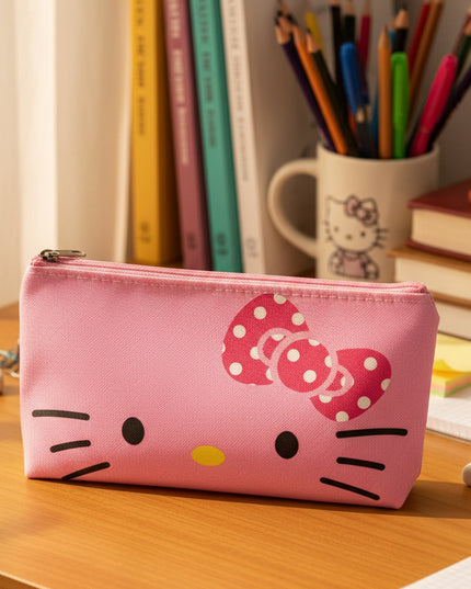 Canvas Cartoon Flat Pencil Bag