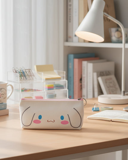 Canvas Cartoon Flat Pencil Bag
