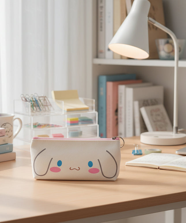 Canvas Cartoon Flat Pencil Bag