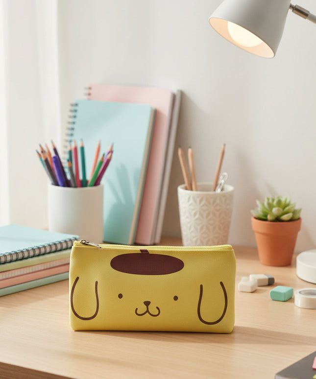 Canvas Cartoon Flat Pencil Bag