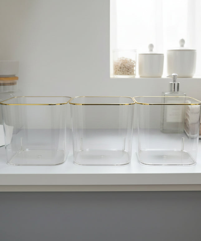3-Pc Gold-Rimmed Refrigerator Food Storage Container