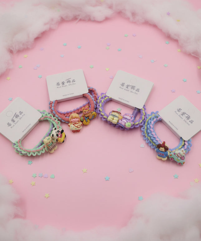 2-Pc Multicolour Cartoon Ponytail Holders