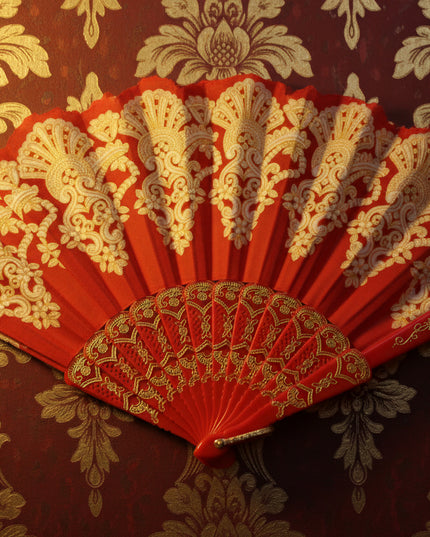 Gold Flower Folding Fan