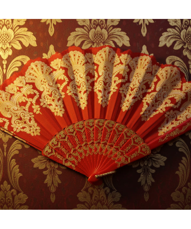Gold Flower Folding Fan