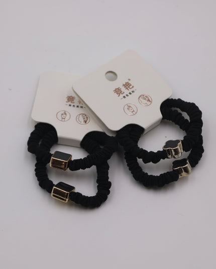 2-Pcs Black Charm Accessory Ponytail Holders