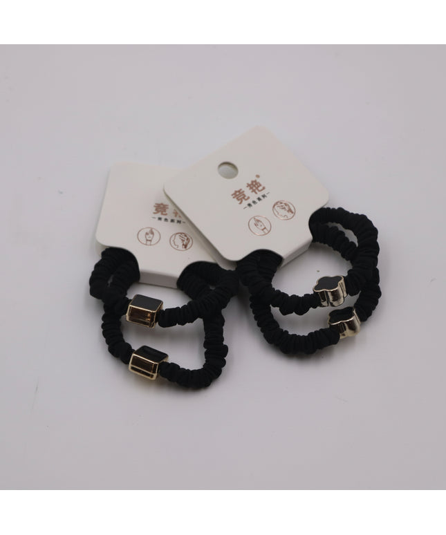 2-Pcs Black Charm Accessory Ponytail Holders
