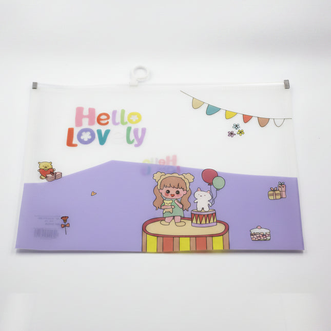 Children's wall chart with cartoon characters and 'Hello Lovely' text on a white background