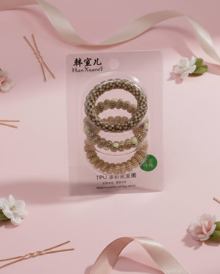 3-Pcs Curry Color Spiral Ponytail Holders