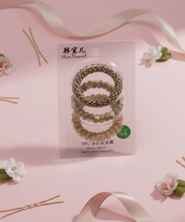 3-Pcs Curry Color Spiral Ponytail Holders