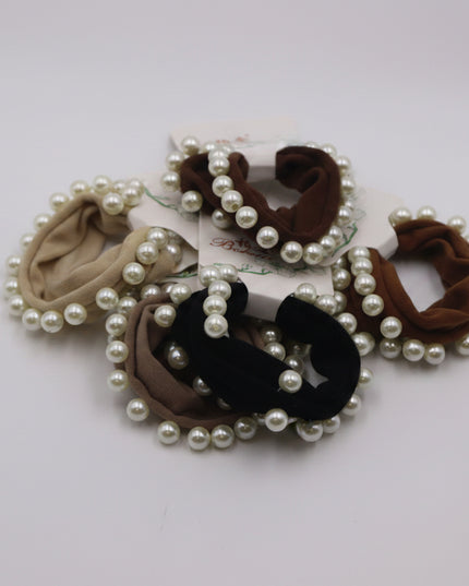 Wide Seamless Beaded Ponytail Holder