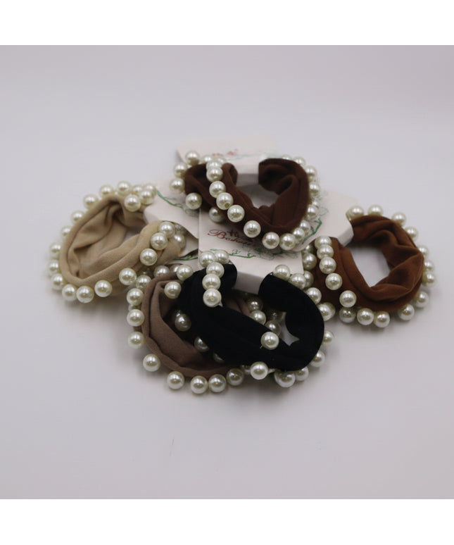 Wide Seamless Beaded Ponytail Holder