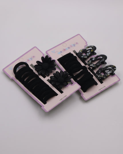 2-Pcs Hair Claws & 10 Ponytail Holders Set