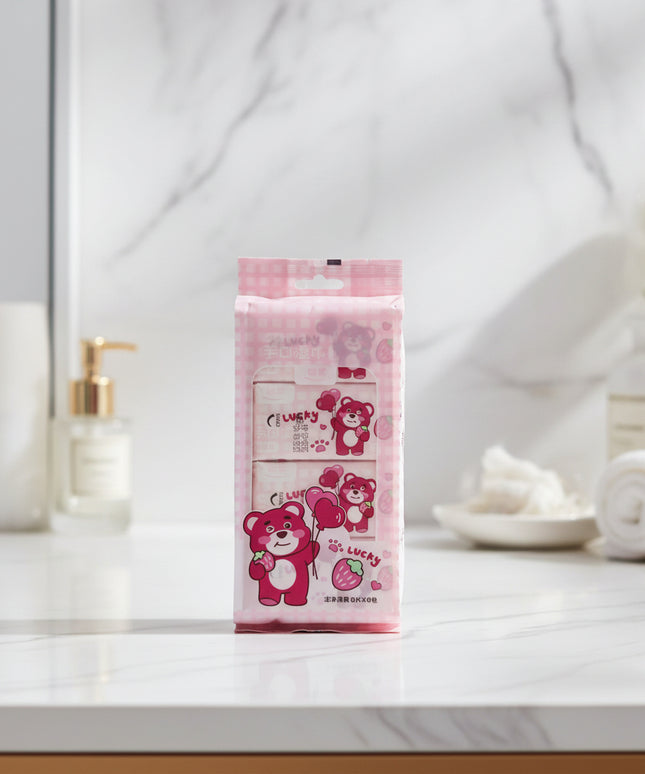 8 Pack Strawberry Bear Mini Wipes