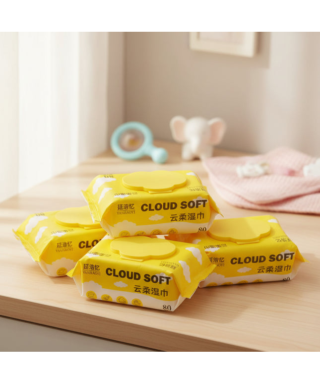 4-Pack Cloud Soft Wet Wipes (80-Pcs)