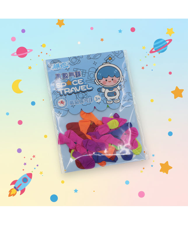 Packaged children's stickers with space-themed design on a gray background