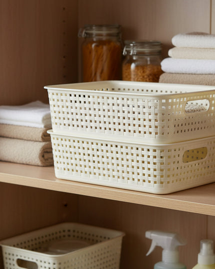 3-Pc Ratan Plastic Storage Basket (27*19)