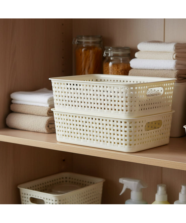 3-Pc Ratan Plastic Storage Basket (27*19)