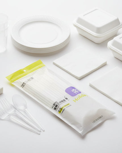 Disposable Flexible Plastic Straws (50-Pack)