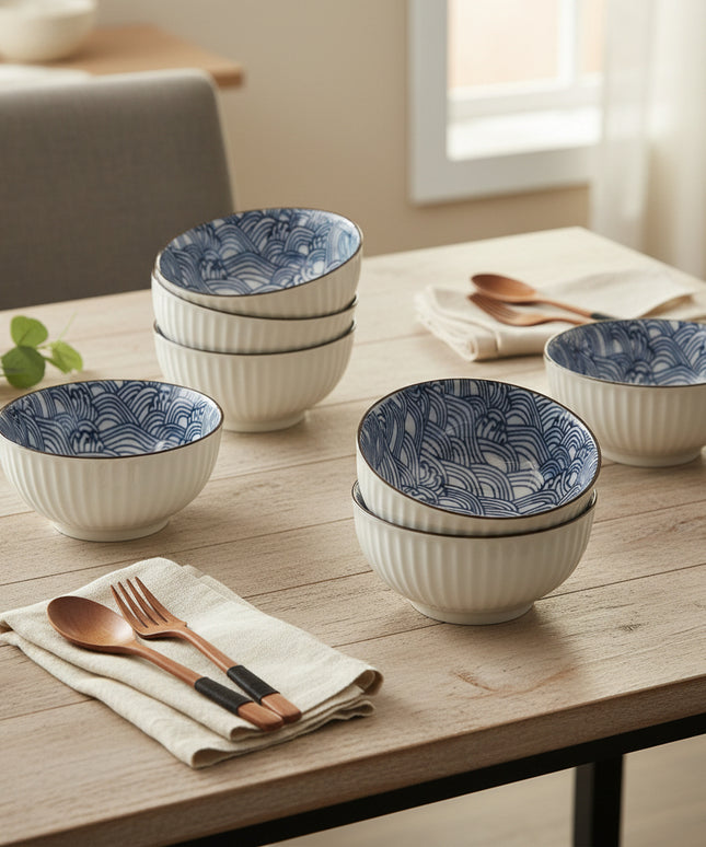 6-Pc Geometric Print 5-inch Bowl