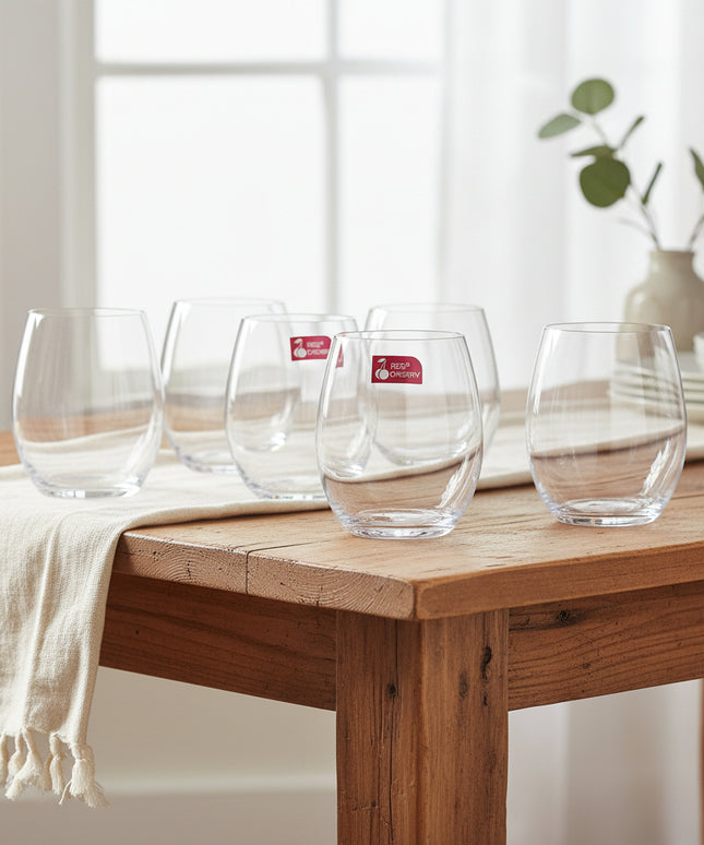 6-Pc Red Cherry Cold Cut Glass Cup