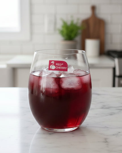 6-Pc Red Cherry Cold Cut Glass Cup