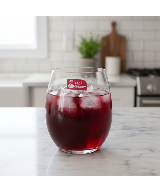 6-Pc Red Cherry Cold Cut Glass Cup
