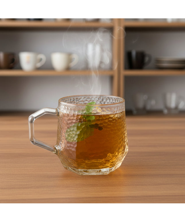 6-Pc Red Cherry Hexagonal Glass Cup