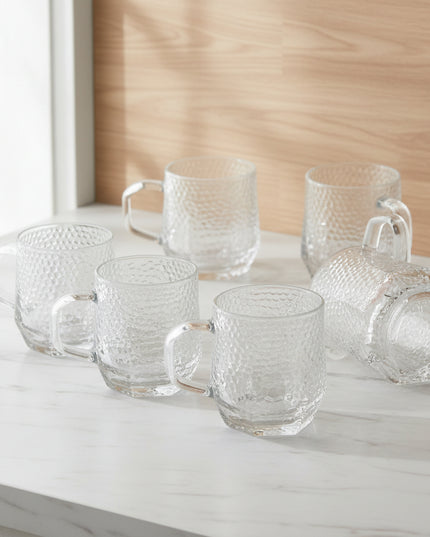 6-Pc Red Cherry Hexagonal Glass Cup