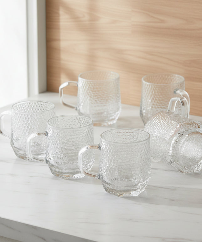 6-Pc Red Cherry Hexagonal Glass Cup
