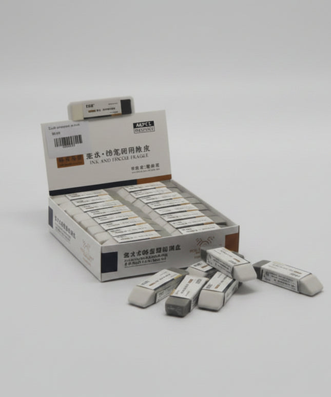 Box of ink cartridges with a few cartridges on a white background