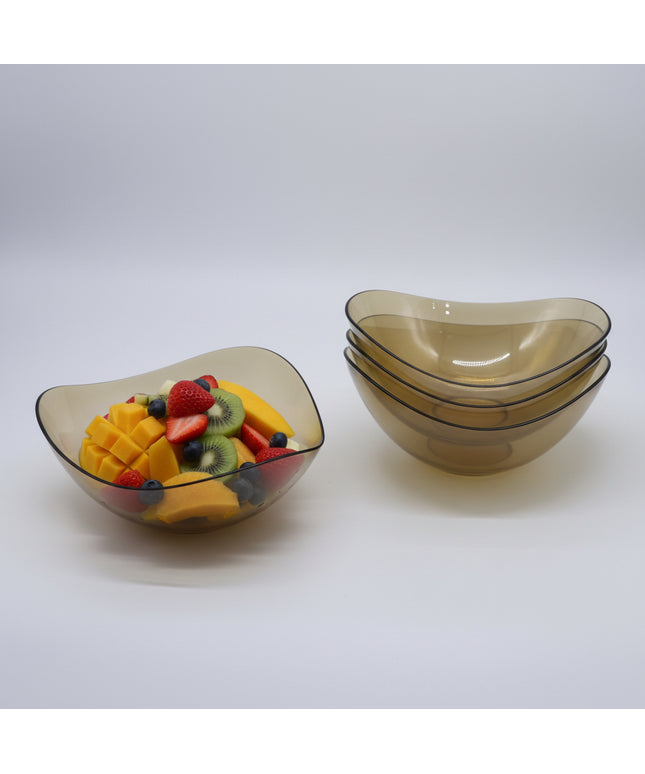 Beige ceramic bowl with a label on a white background