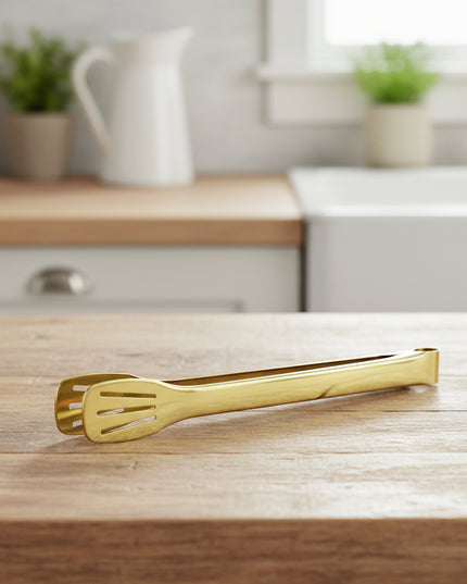 Gold-Plated Three-Line 9-Inch Food Tong