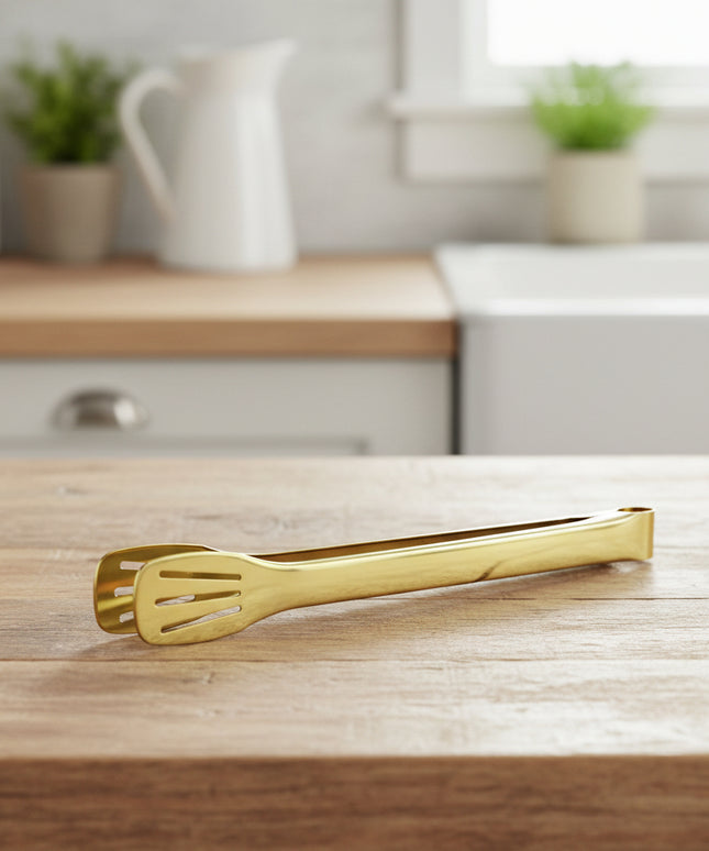 Gold-Plated Three-Line 9-Inch Food Tong