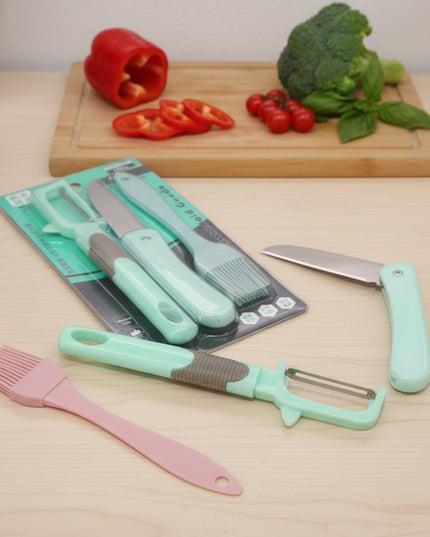 Peeler, Knife & Silicone Brush Set