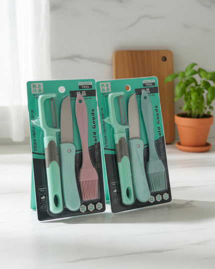 Peeler, Knife & Silicone Brush Set
