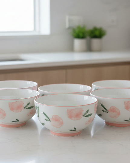 6-Pc Peach Print 5.2 inch Bowl