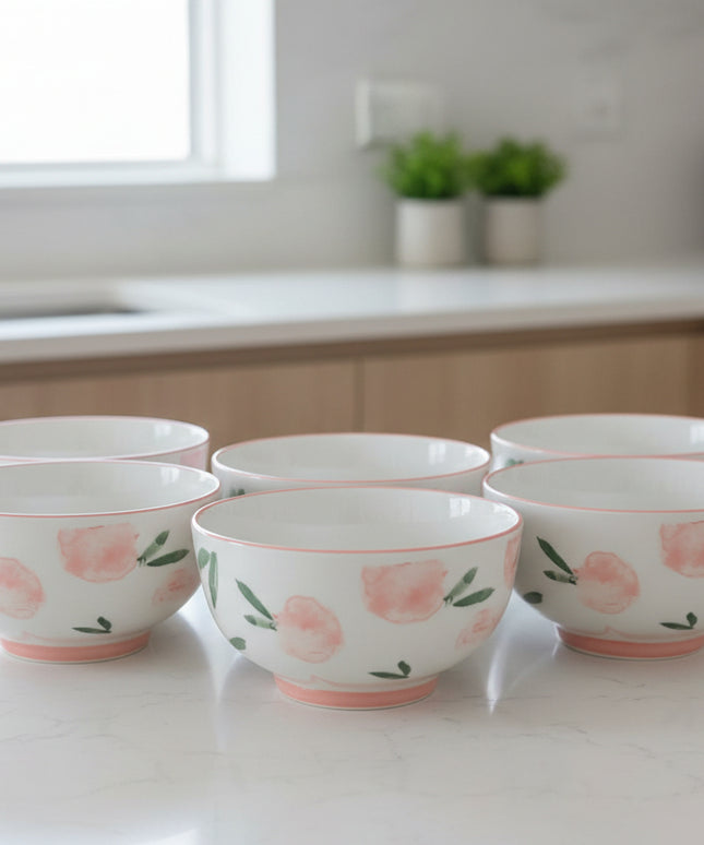 6-Pc Peach Print 5.2 inch Bowl