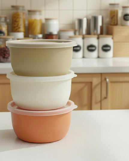 3-Pc Round Refrigerator Storage Container with Spoon