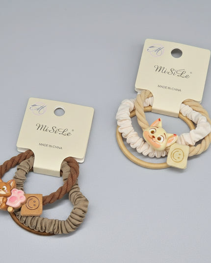 Curry Color Rabbit Squirrel Accessories Combination Rubber band (3)