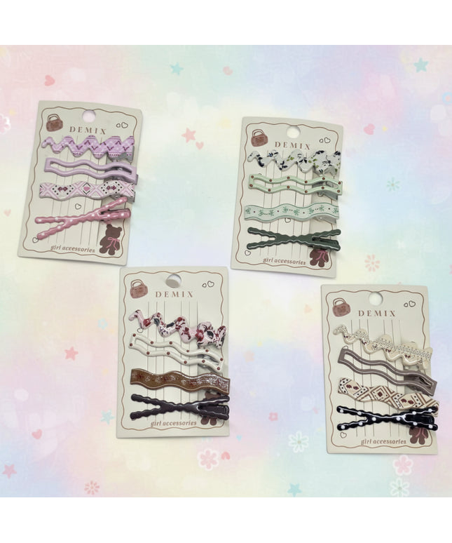 4-Pc Colour Printed Hair Clips