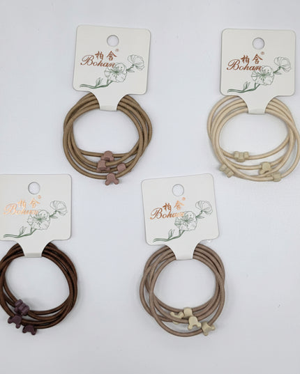 4-Pc Milk Tea Color Mini Ponytail Holders