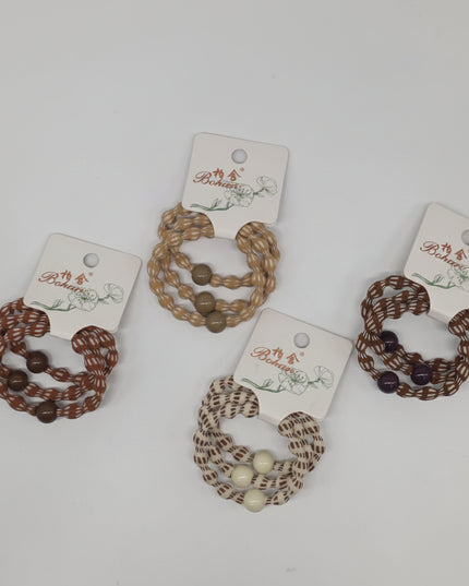3-Pc Milk Tea Color Ponytail Holders