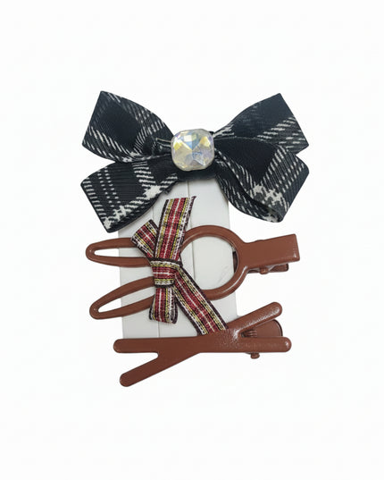 3-Pc Check Multi-Design Hair Pins