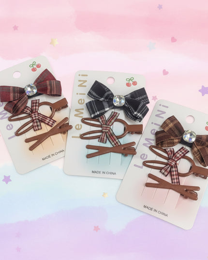 3-Pc Check Multi-Design Hair Pins