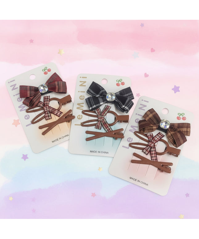 3-Pc Check Multi-Design Hair Pins
