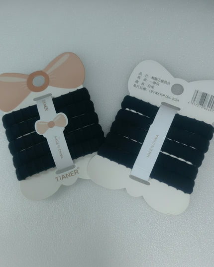 5-Piece High Elasticity Black Ponytail Holders