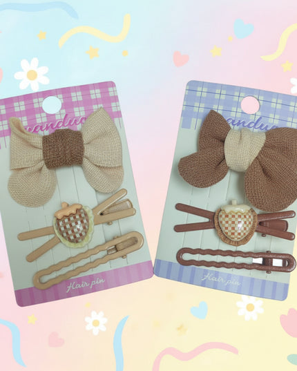 3-Pc Bow & Multi-Design Hair Pins