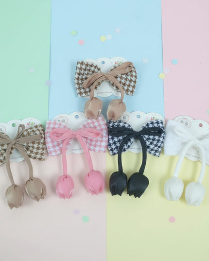 Tulip Check Bow-Tie Hair Pin