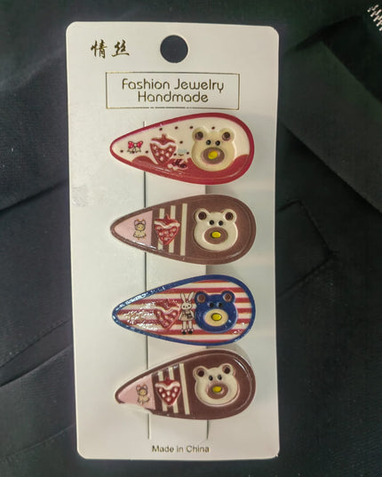 4-Pc Cartoon Printed Hair Pins