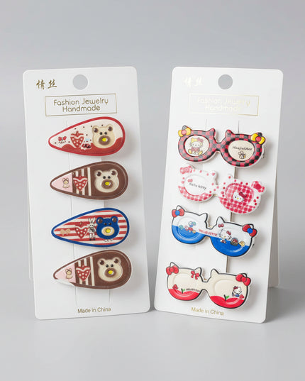 4-Pc Cartoon Printed Hair Pins